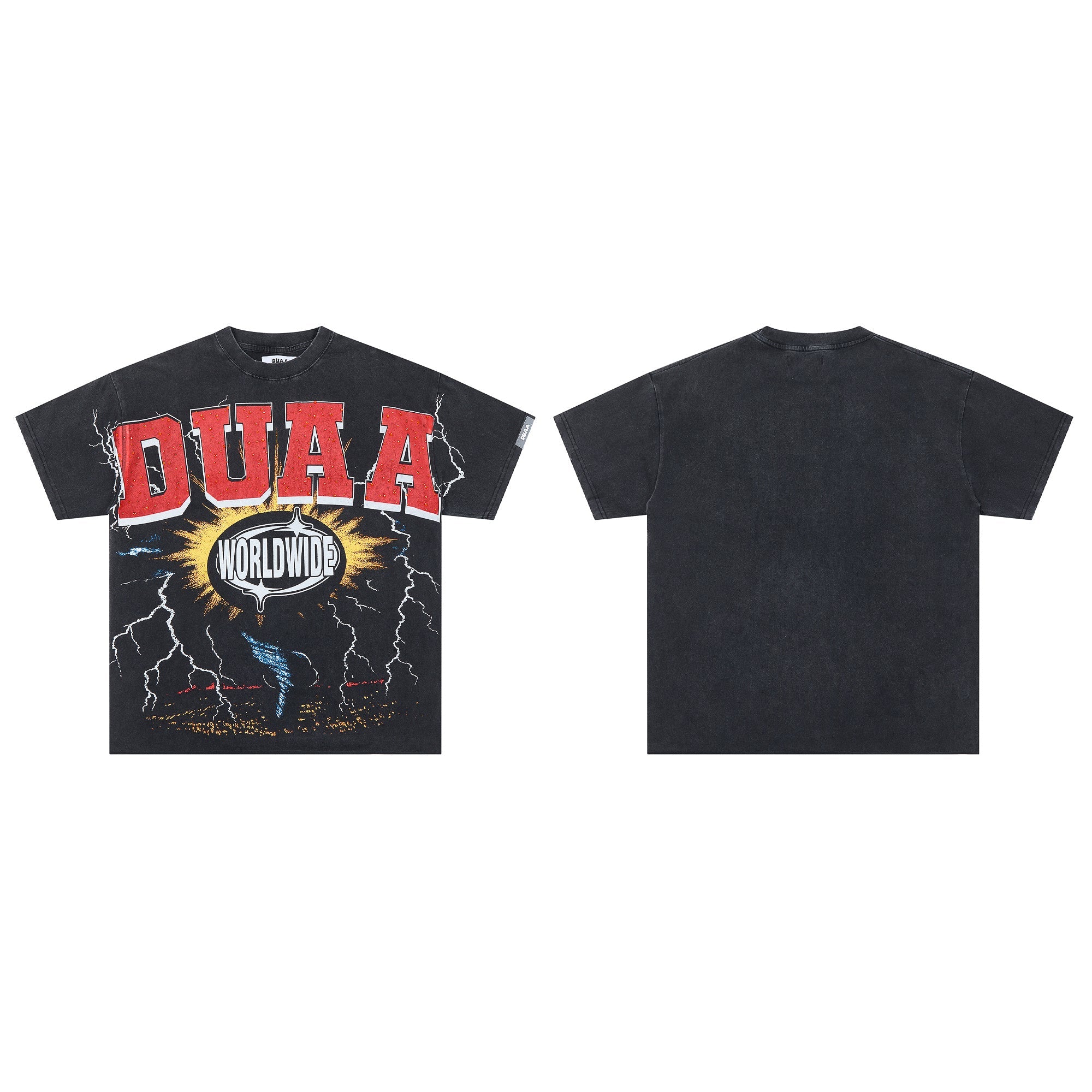 DUAA Worldwide Lightning Burst Retro Street Graphic Tee