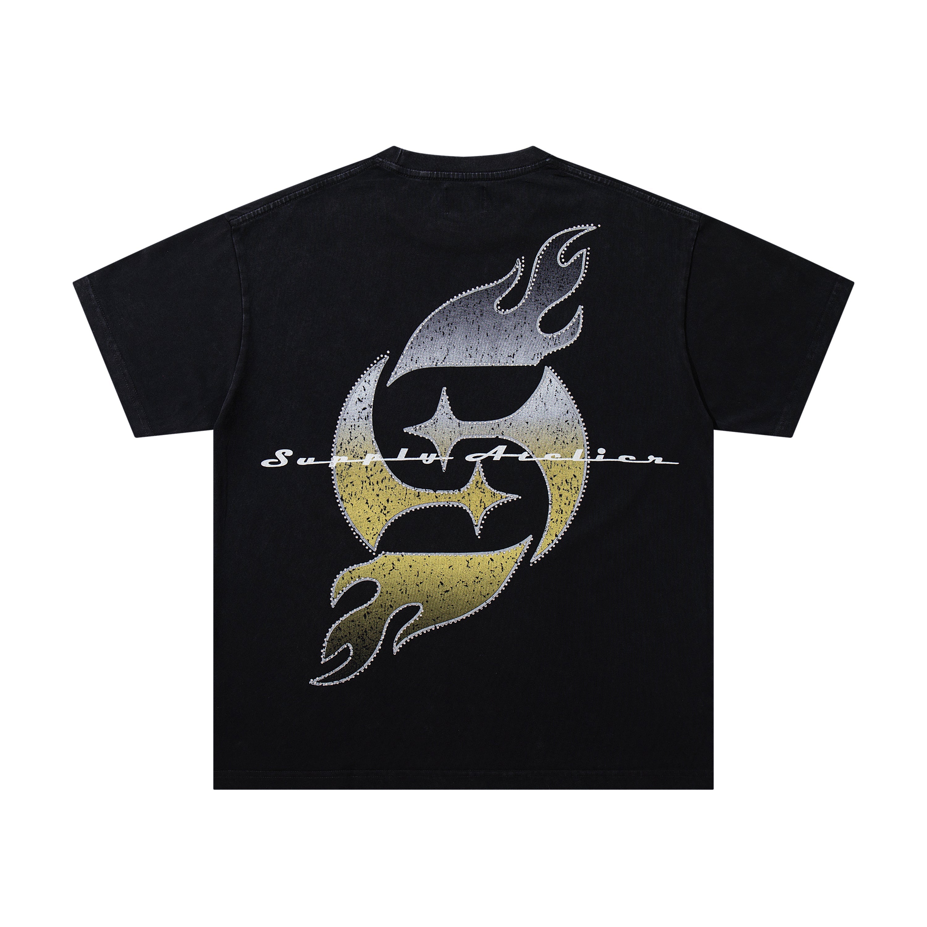 SUPPLY Angel Dragon Flame Graphic Oversized Black T-Shirt