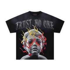 Rare Peace Trust No One Dark Age 2.0 Graphic Streetwear Short Sleeve Tee