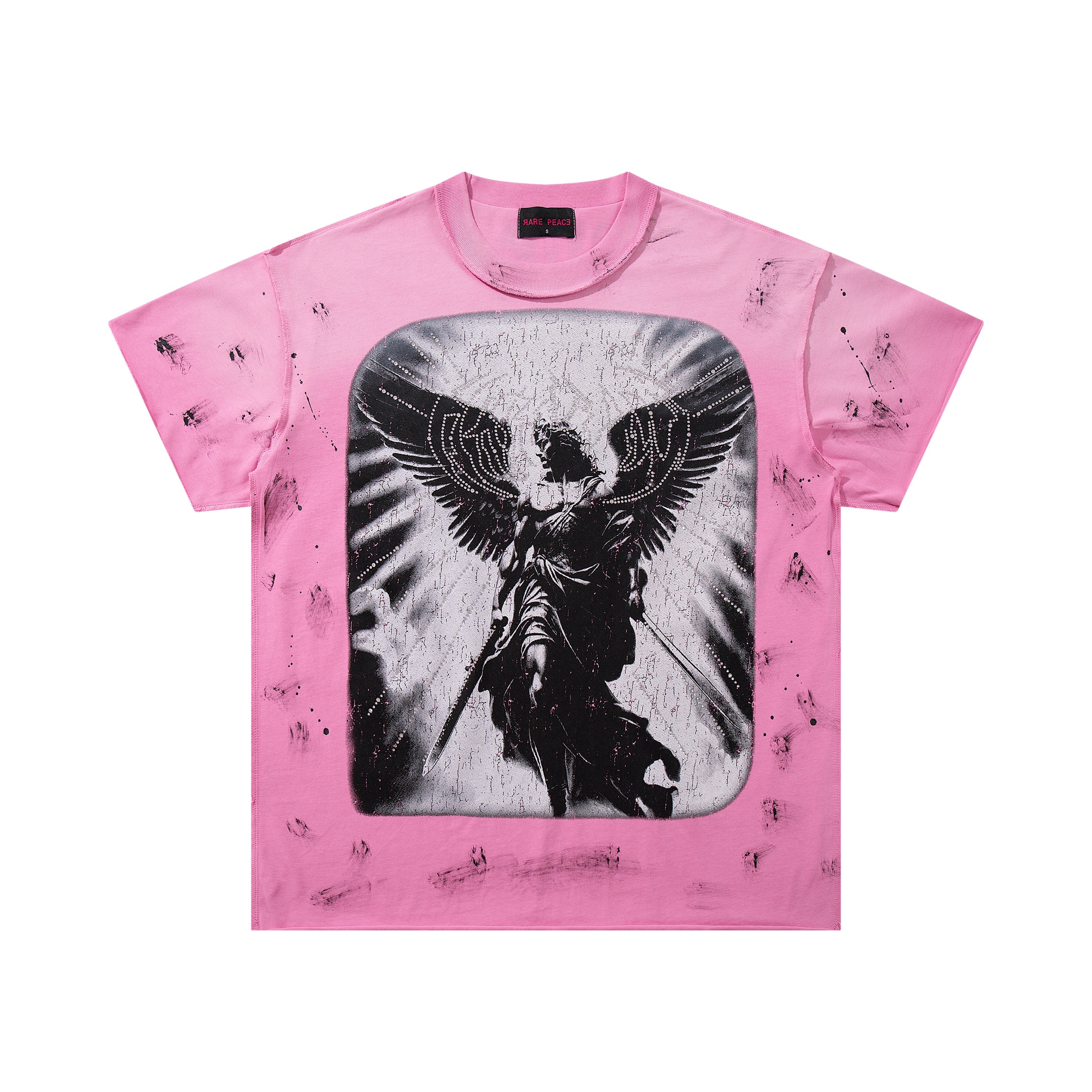 Rare Peace No Longer Human Angel Graphic Streetwear Short Sleeve Tee