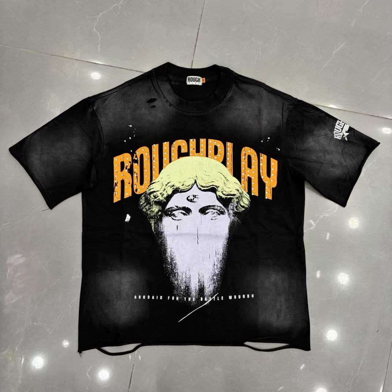Roughplay Greek Statue Third‑Eye Distressed Graphic Tee