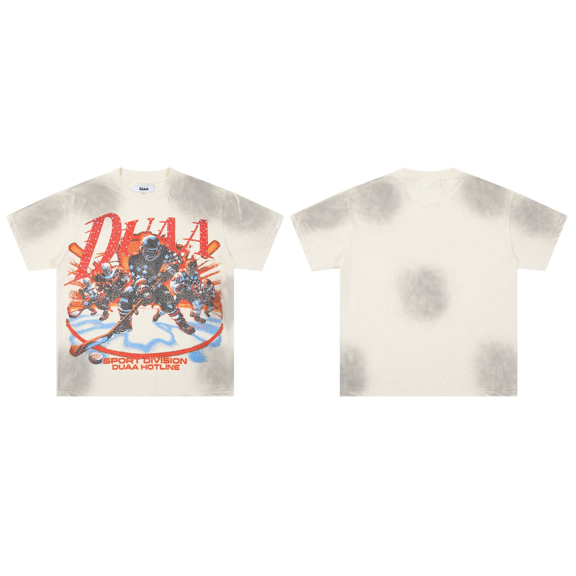 DUAA Ice Hockey Sport Division Vintage Cracked‑Print Graphic Tee