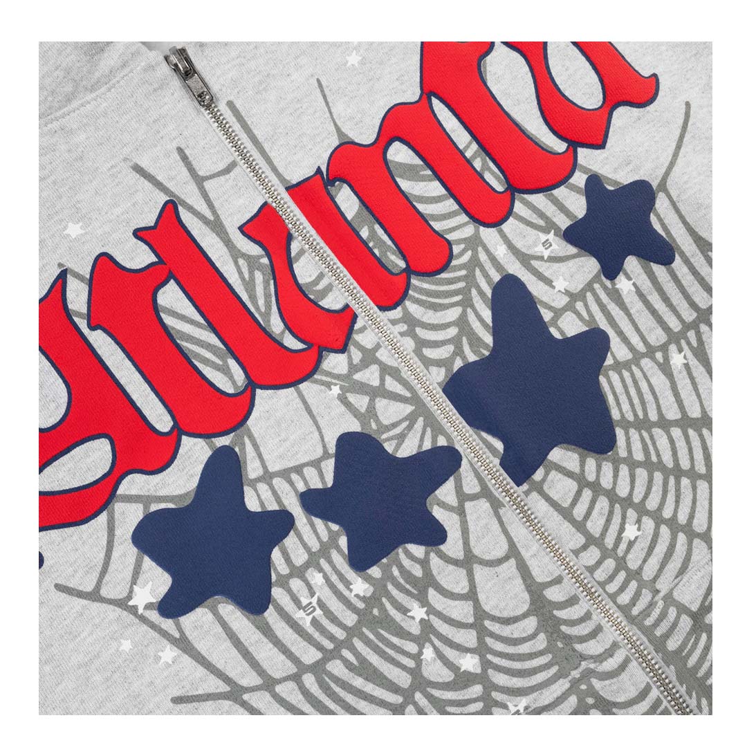 Sp5der ATL Heather Grey Zip Up Hoodie