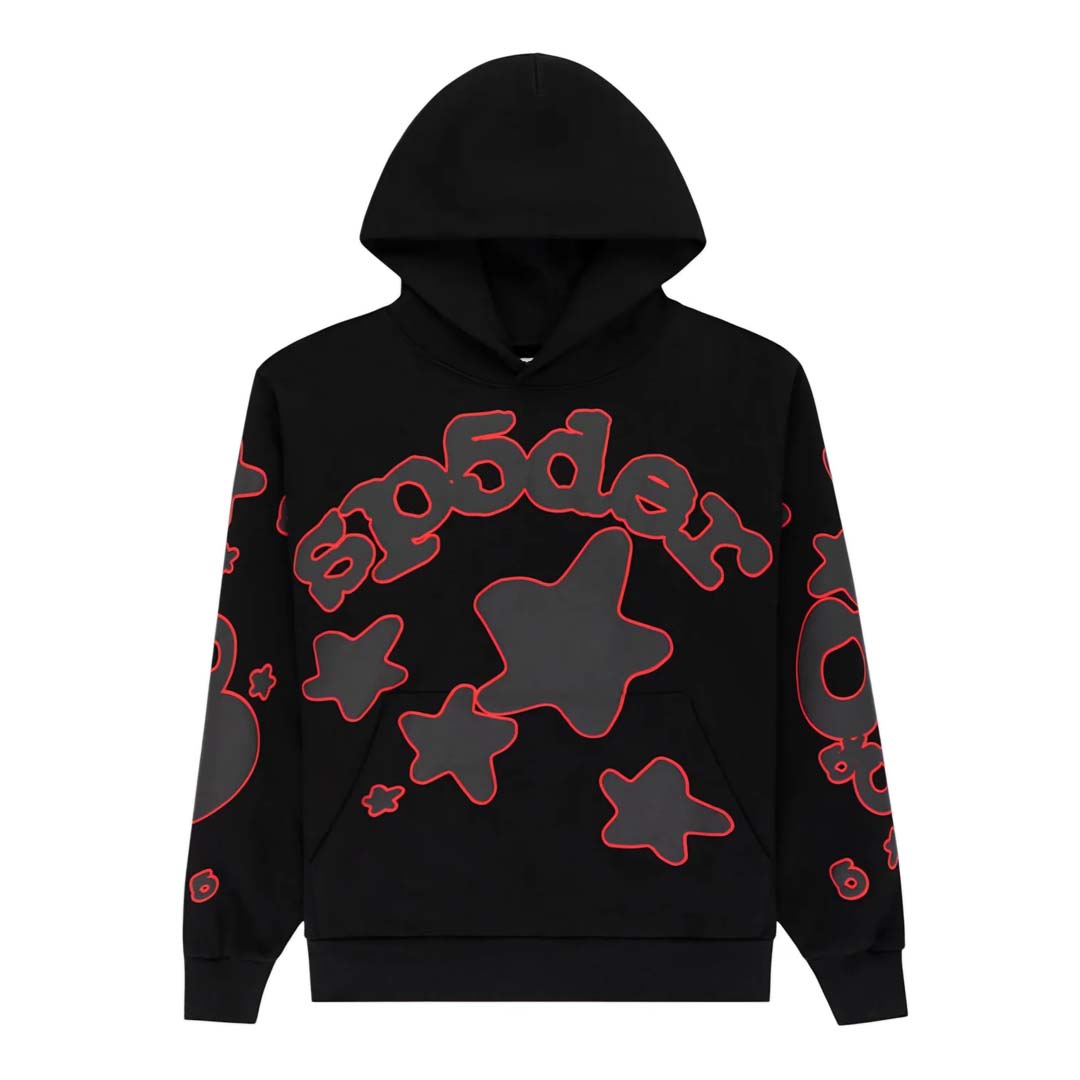 Sp5der Beluga Outline Hoodie Black Red