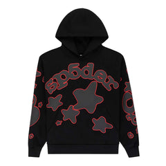 Sp5der Beluga Outline Hoodie Black Red