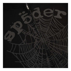 Sp5der Black OG Web V2 Phantom Zip Up Hoodie