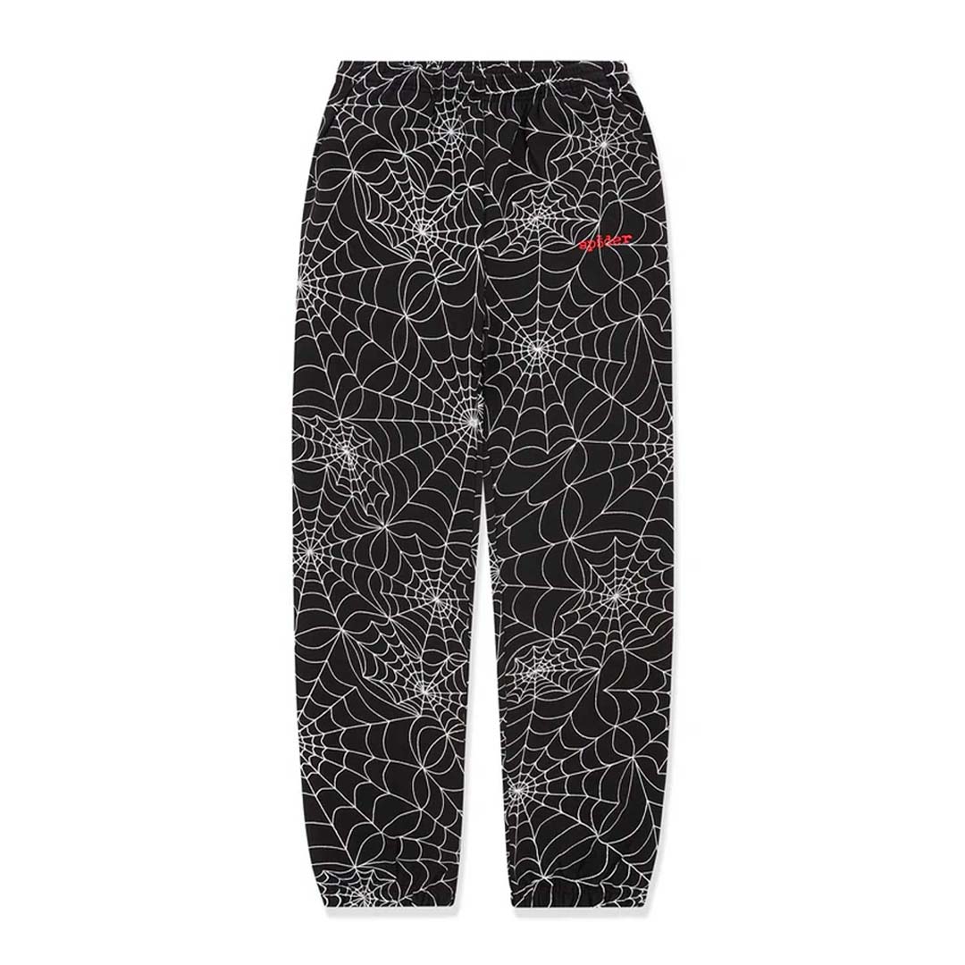 Sp5der Embroidered Black AOP Sweatpants