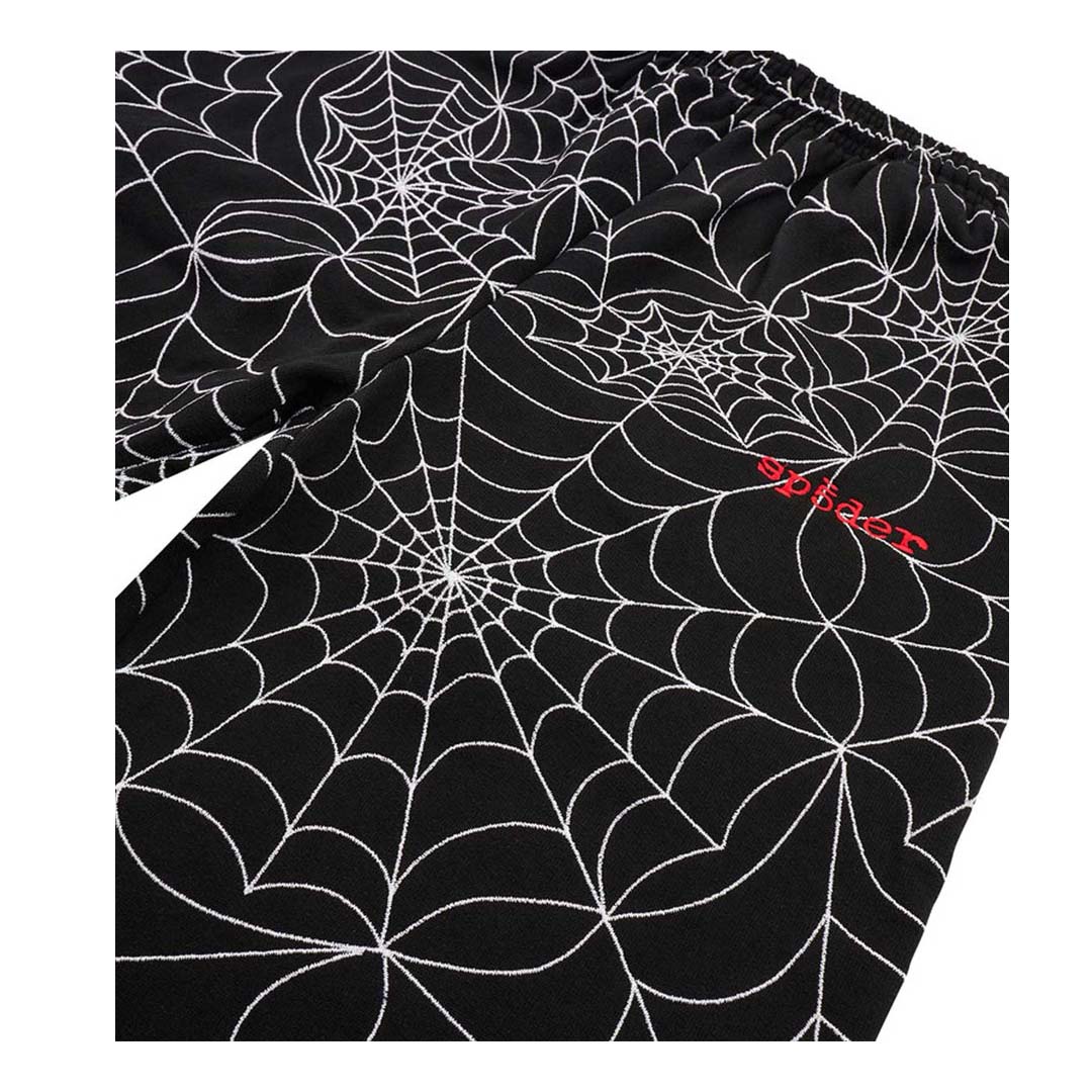 Sp5der Embroidered Black AOP Sweatpants